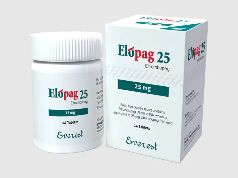 Eltrombopag tablets used for immune thrombocytopenia and low platelet count treatment.